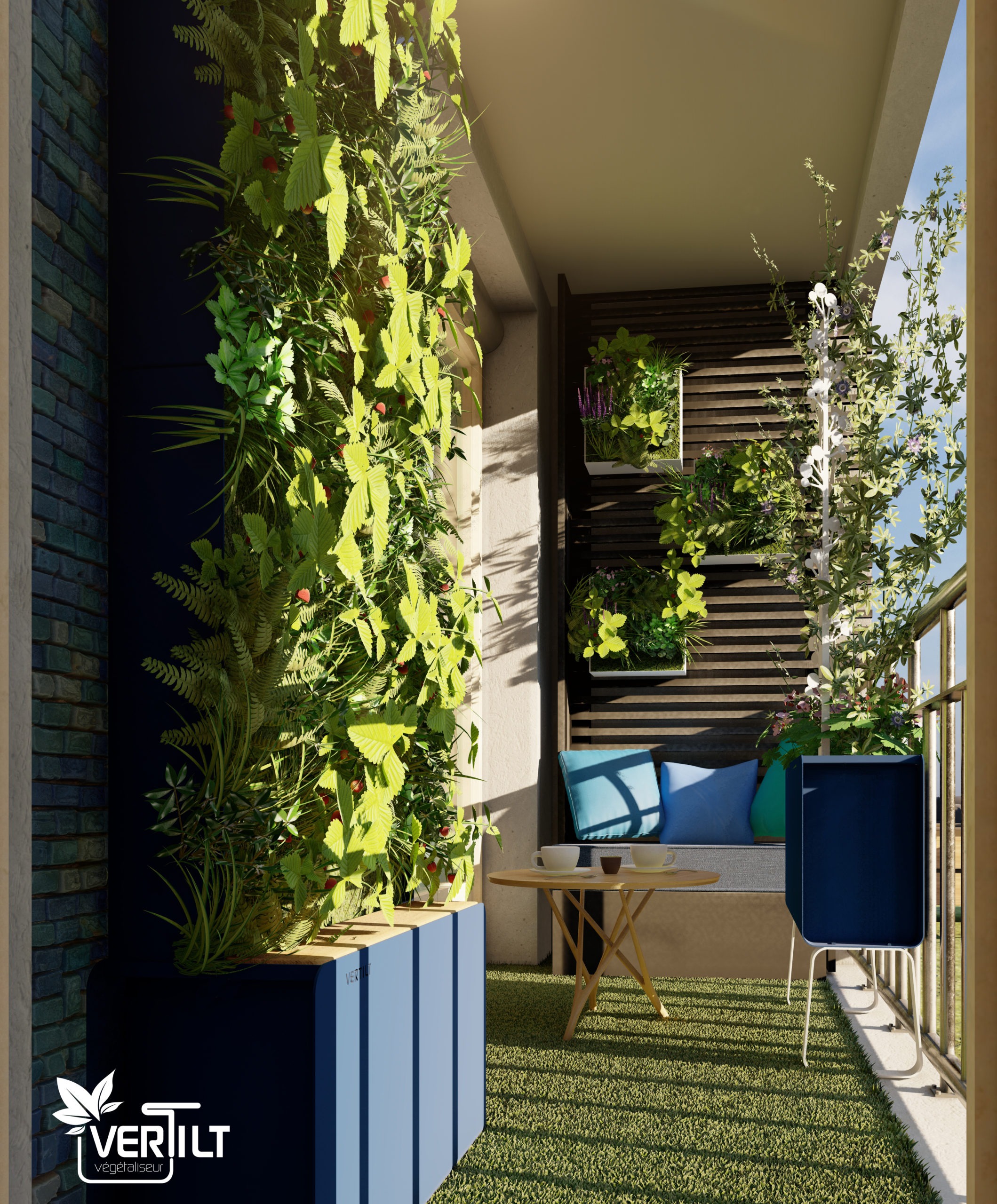 etude 3D kit mur végétal balcon